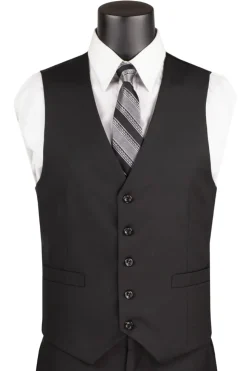 Slim Fit Men's Suit 3 Piece 2 Button in Black
