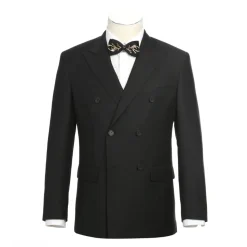 Slim Fit 2 Piece Black Double Breasted Peak Lapel Tuxedo