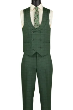 Slim Fit 3 Piece Stretch Fabric Suit in Green