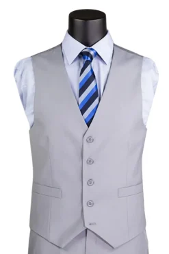 Slim Fit Suit 3 Piece 2 Button in Light Gray