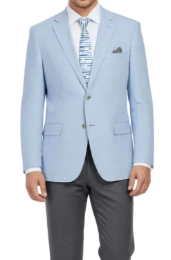 (36S, 42R) Regular Fit Linen/Cotton Light Blue Sport Coat