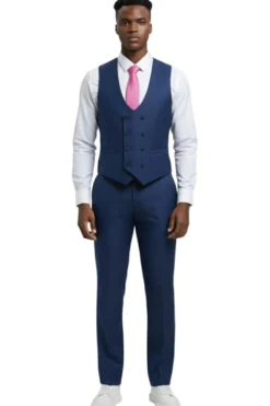 Stacy Adams - 3 Piece Hybrid Fit Blue Textured Suit