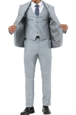 Stacy Adams - 3 Piece Hybrid Fit Notch Lapel Suit in Light Blue