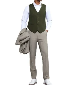 Stacy Adams - 3 Piece Suit Glen Plaid Hybrid Fit in Beige