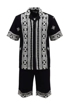 Stacy Adams - Black Embroidered Short Walking Suit Set