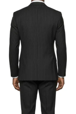 Stacy Adams - Black Hybrid Fit 2 Piece Double Breasted Pinstripe Suit