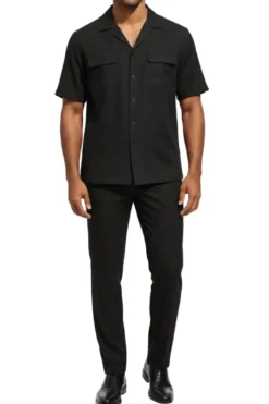 Stacy Adams - Black Linen 2 Piece Walking Suit Set