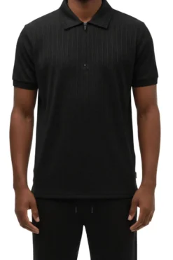 Stacy Adams - Black Textured Polo Short Set