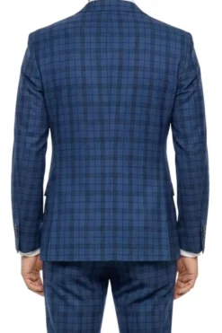 Stacy Adams - Blue Hybrid Fit 2 Piece Double Breasted Windowpane Plaid Suit
