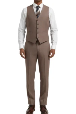 Stacy Adams - Brown Hybrid Fit Plaid 3 Piece Suit With Expandable Waist Band