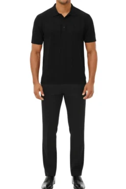 Stacy Adams - Men's Black Geometric Meander Polo Shirt