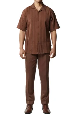 Stacy Adams - Men's Brown 2 Piece Linen Walking Suit Set