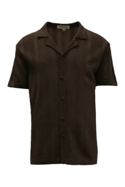 Stacy Adams - Men's Brown Vertical Embroidered Pattern Shirt