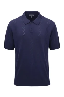 Stacy Adams - Men's Navy Diamond Stitch Knit Shirt