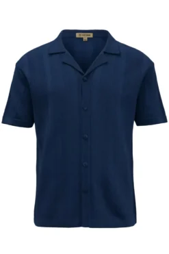 Stacy Adams - Men's Navy Vertical Embroidered Pattern Shirt