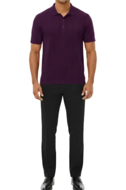 Stacy Adams - Men's Purple Geometric Meander Polo Shirt