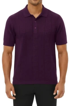 Stacy Adams - Men's Purple Geometric Meander Polo Shirt