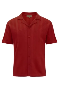 Stacy Adams - Men's Red Vertical Embroidered Pattern Shirt