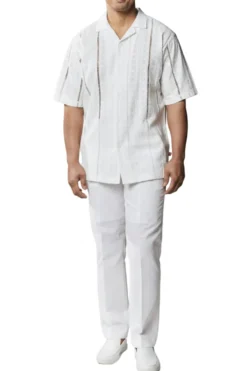 Stacy Adams - Men’s White 2 Piece Linen Walking Suit Set
