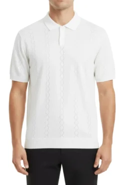 Stacy Adams - Men's White Diamond Stitch Knit Shirt