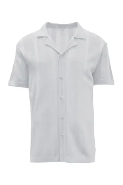 Stacy Adams - Men's White Vertical Embroidered Pattern Shirt