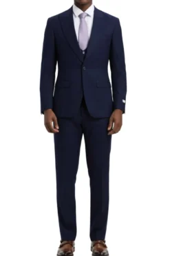 Stacy Adams - Navy 3 Piece Hybrid Fit Suit With Expandable Waist Band
