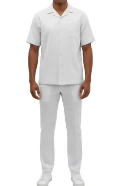 Stacy Adams - Off White Linen Walking Suit Set