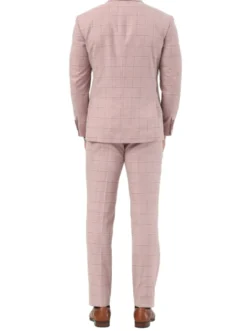 Stacy Adams - Pink 2 Piece Hybrid Fit Windowpane Double Breasted Suit