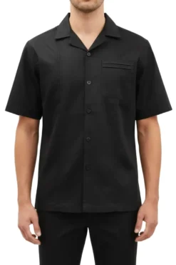 Stacy Adams - Pleated Pintuck Black Linen Walking Suit Set