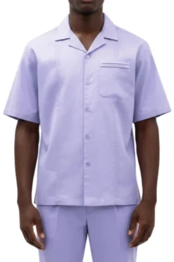 Stacy Adams - Pleated Pintuck Lavender Linen Walking Suit Set
