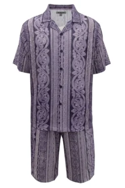 Stacy Adams - Purple Vertical Paisley Short Walking Suit Set