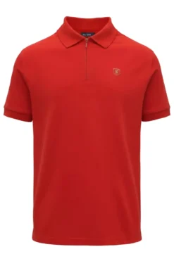 Stacy Adams - Red Cotton Zip Polo Shirt