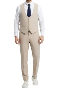 Stacy Adams - Tan 3 Piece Hybrid Fit Suit With Expandable Waist Band