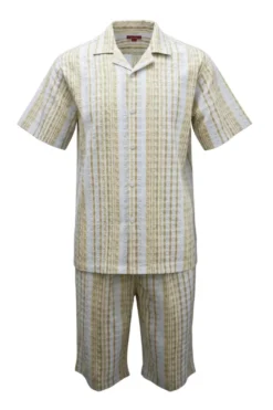 Stacy Adams - Tan Seersucker Short Walking Suit Set