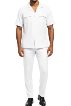 Stacy Adams - White Linen 2 Piece Walking Suit Set