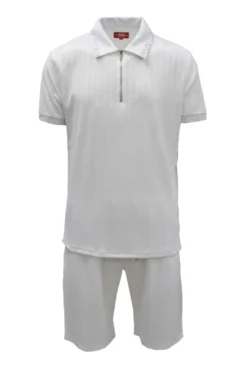 Stacy Adams - White Textured Polo Short Set