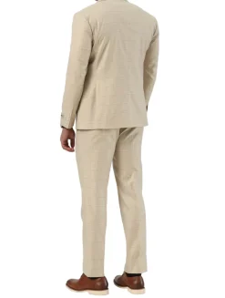 Stacy Adams - Beige 2 Piece Hybrid Fit Windowpane Double Breasted Suit