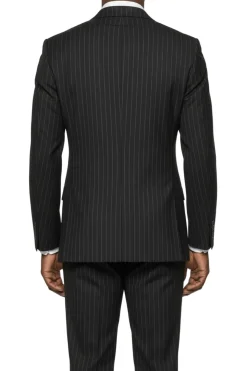 Stacy Adams - Black Hybrid Fit 2 Piece Double Breasted Pinstripe Suit