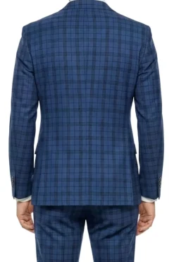 Stacy Adams - Blue Hybrid Fit 2 Piece Double Breasted Windowpane Plaid Suit