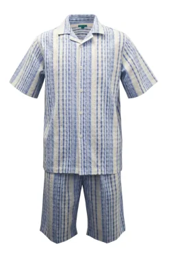 Stacy Adams - Blue Seersucker Short Walking Suit Set