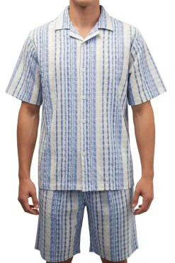 Stacy Adams - Blue Seersucker Short Walking Suit Set