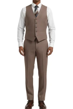 Stacy Adams - Brown Hybrid Fit Plaid 3 Piece Suit With Expandable Waist Band