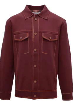 Stacy Adams - Burgundy Knit Buttoned Jacket
