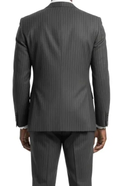Stacy Adams - Charcoal Hybrid Fit 2 Piece Double Breasted Pinstripe Suit