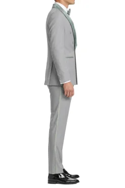 Stacy Adams - Gray 2-Piece Hybrid Fit Double Breasted Shawl Velvet Lapel Tuxedo