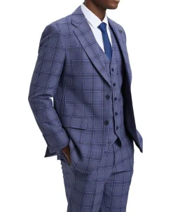 Stacy Adams - Hybrid Fit Plaid 3 Piece Purple Suit