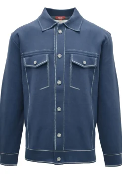 Stacy Adams - Indigo Knit Buttoned Jacket