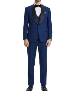 Stacy Adams - Indigo 3 Piece Hybrid Fit Tuxedo Satin Shawl Lapel