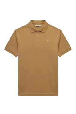 Stacy Adams - Khaki Cotton Zip Polo Shirt