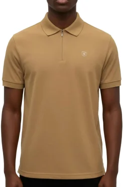 Stacy Adams - Khaki Cotton Zip Polo Shirt